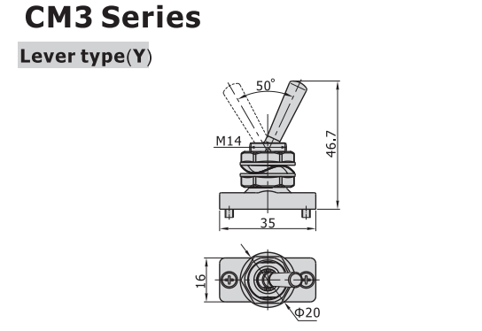 CM3Y06T AIRTAC MANUAL VALVES, CM3 SERIES LEVER TYPE<BR>COMPACT 3 WAY 2 POSITION N.C. , 1/8" NPT PORTS